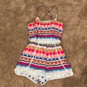 Teal & Pink Boutique Romper